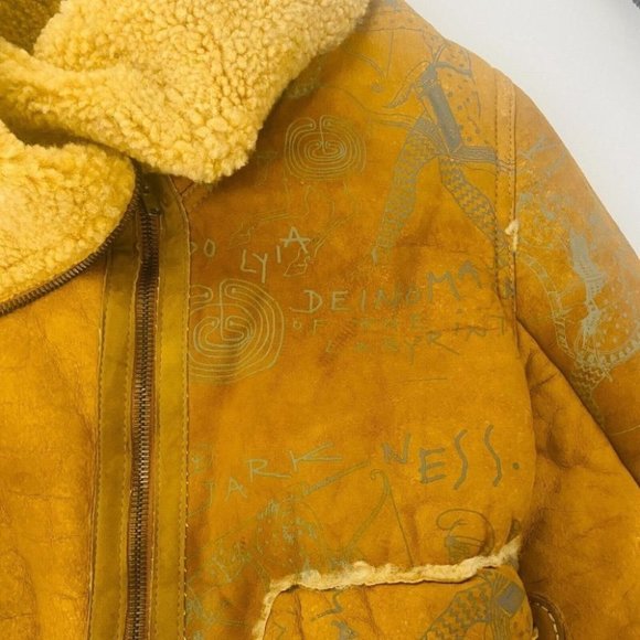 People Of The Labyrinths RARE Women's Leather Jacket Faux Fur Size Large Coat - Picture 3 of 10